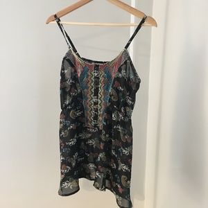 Retro Peasant Tank with MulticolorBeaded/Embroidered Bib